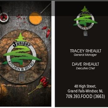 Juniper Kitchen & Bistro - business card - Bistros Near Me - Grand Falls-Windsor, Newfoundland and Labrador Juniper Kitchen & Bistro - business card - Bistros Near Me - Grand Falls-Windsor, Newfoundland and Labrador