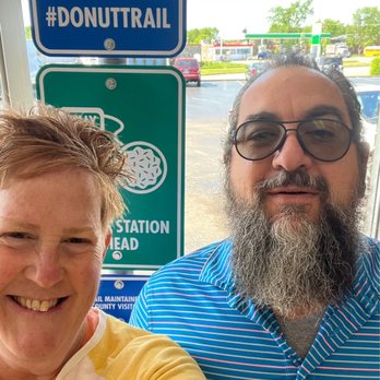 Milton's Donuts - My BFF and I at the donut trail sign in Milton's! - Donuts Near Me - Middletown, Ohio