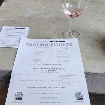 Wine menu and complimentary rosé before my tasting.