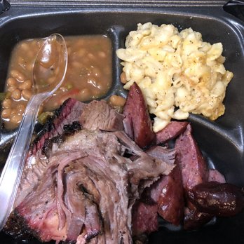 Brown Bag BBQ - Brisket, Sausage, mac n cheese, and beans - Barbeque Near Me - Houston, Texas