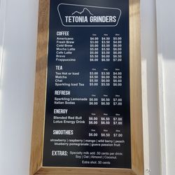 Tetonia Grinders - Menu
