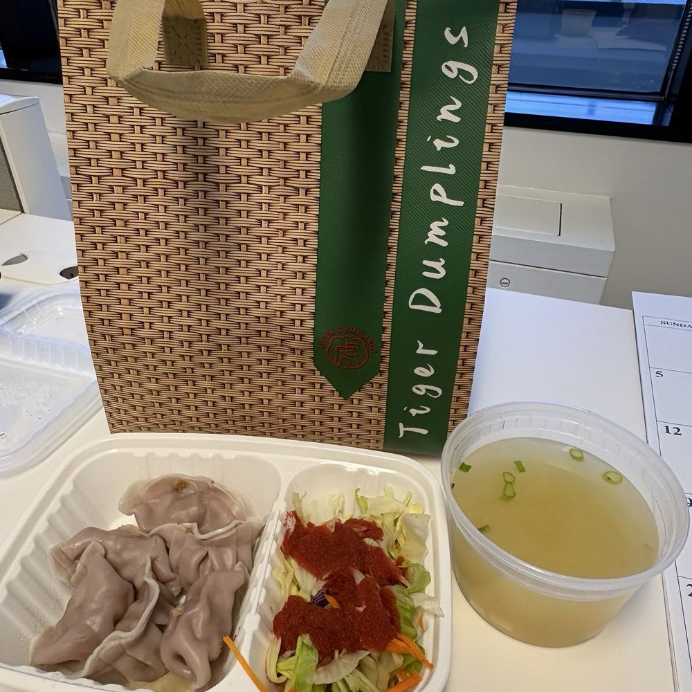 Tiger Dumplings' Lunch Combo to go - Lamb Dumpling, side salad, and miso soup Tiger Dumplings' Lunch Combo to go - Lamb Dumpling, side salad, and miso soup
