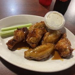 The Red Seal Pizzeria & Bar - Hot Honey Garlic Traditional Wings with Celery and Bleu Cheese Dressing