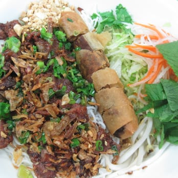 Pho Chi - Lemongrass Pork & Spring Roll - Lemongrass Pork, Spring Roll, Vermicelli, Crushed Peanuts, Fried Onion & Salad - Vietnamese Near Me - Gaithersburg, Maryland