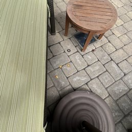 Food all over the ground, this is just one small example, this photo doesn't do it justice. Every lay out chair had leftover food under it. Food all over the ground, this is just one small example, this photo doesn't do it justice. Every lay out chair had leftover food under it.