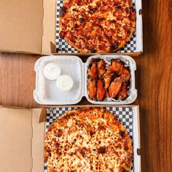 2 Large Pizzas and Large Wings order Family Feast special