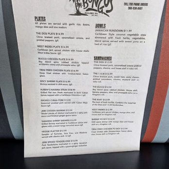 Bongos - Menu September 2026 - Caribbean Near Me - Poulsbo, Washington