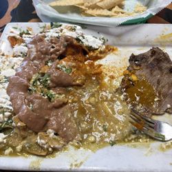 Rancho Cantina - Chilaquiles with red and green sauce! Soooooo Gooooooood!!!