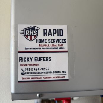 Rapid Home Services - Business card. - Water Heater Installation/Repair Near Me