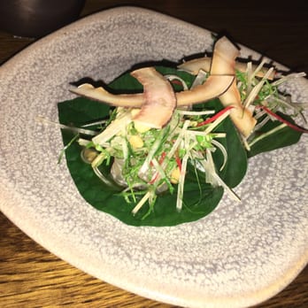 Longrain Restaurant - Pomelo, chilli, coconut etc betel leaf entree. Very tasty - Thai Near Me - Melbourne, VIC