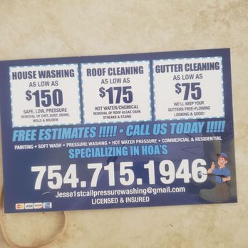 1st Call Pressure Washing & Services - Pressure Washers Near Me - Davie, Florida