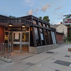 Summerhill Subway Station - Looking at the entrance from the sidewalk. August 2020