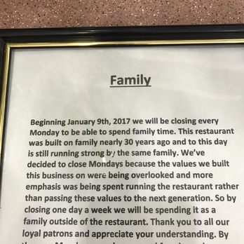 King Chef Restaurant - a sign describing the family - Chinese Near Me - Long Branch, New Jersey King Chef Restaurant - a sign describing the family - Chinese Near Me - Long Branch, New Jersey