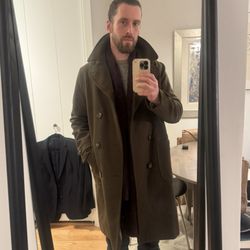 Admiring my new coat from Kai D.'s own collection.