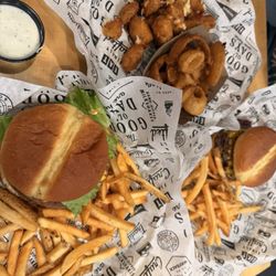 Wayback Burgers - CRAFT YOUR OWN - IMPOSSIBLE FRIES BOURBON BACON BURGER FRIED CHEESE CURDS ONION RINGS