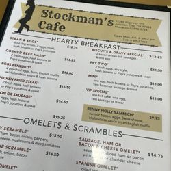 Stockman's Cafe - Menu