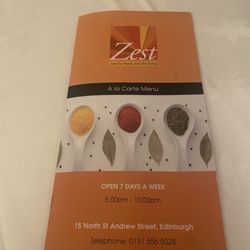 Zest - Picture of Zest menu