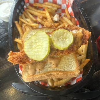 Hot Motha Clucker - Chicken Tender w/Toast (half gone) - Chicken Shop Near Me - Thousand Oaks, California