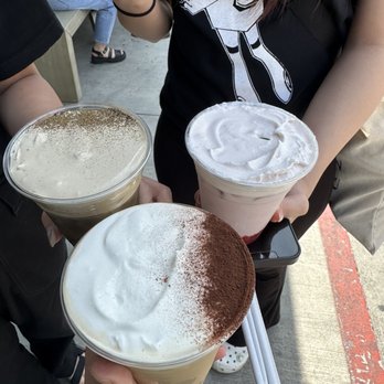 DAMO - Einspener latte, hojicha einspener, and strawberry einspener - Coffee & Tea Near Me - Los Angeles, California DAMO - Einspener latte, hojicha einspener, and strawberry einspener - Coffee & Tea Near Me - Los Angeles, California