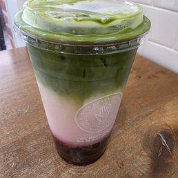 Strawberry matcha latte