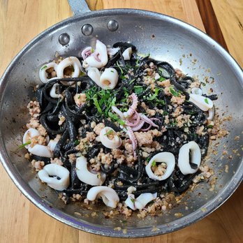 The Daily Catch - Aglio Olio Black Pasta - Seafood Near Me - Boston, Massachusetts The Daily Catch - Aglio Olio Black Pasta - Seafood Near Me - Boston, Massachusetts