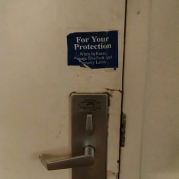 Motel 6 - Broken locks as if door was kicked in. Metal framing of door was peeled back - Hotels Near Me - Gadsden, Alabama Motel 6 - Broken locks as if door was kicked in. Metal framing of door was peeled back - Hotels Near Me - Gadsden, Alabama