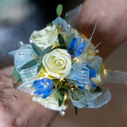 Albertine Florals Wine & Gifts - Custom prom corsage with added fairy lights!