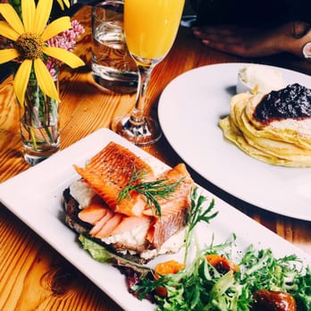 Cafe Belong - Smoked tuna on rye, lemon ricotta pancakes, mimosa. - Cafes Near Me - Toronto, Ontario Cafe Belong - Smoked tuna on rye, lemon ricotta pancakes, mimosa. - Cafes Near Me - Toronto, Ontario