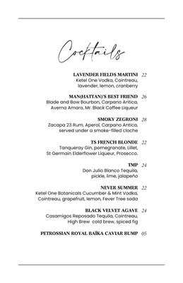 Menu photo 1 Velvet Room Park City, UT