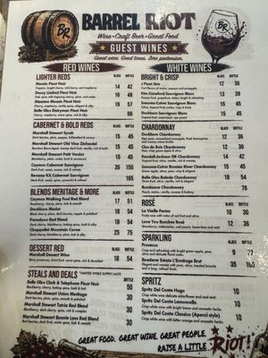 Menu photo 1 Barrel Riot San Diego, CA