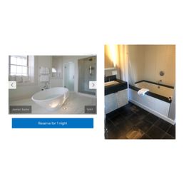 Bathroom that is advertised vs. what we ended up with