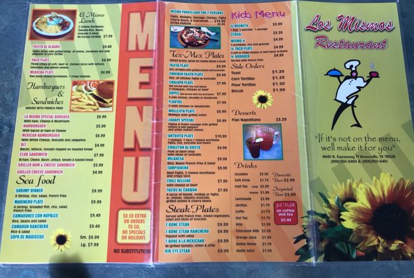 Menu photo 2 Los Mismos Restaurant Brownsville, TX