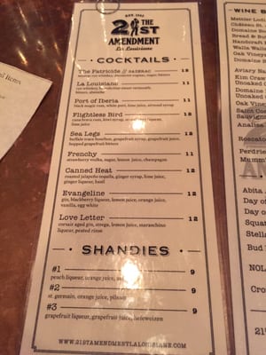 Menu photo 7 21st Amendment at La Louisiane New Orleans, LA