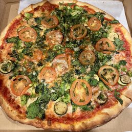 The Veggie Works Pizza - so thin that toppings fall off and crust super soggy