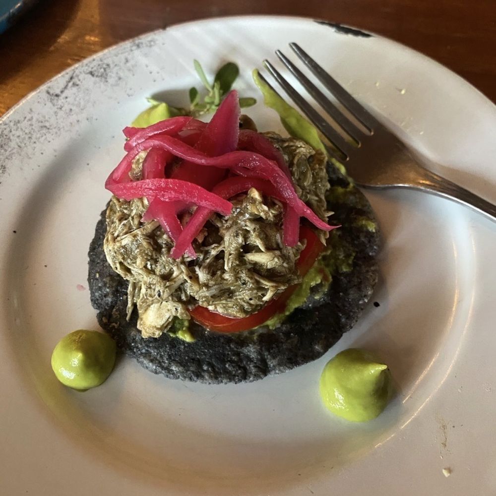Merida Grill - Complimentary tostada from the kitchen. So good - Mexican Near Me - Puerto Vallarta, JAL