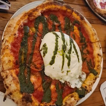 Wood Stack Pizza Kitchen - Pesto burrata pizza - Pizza Near Me - Pine Brook, New Jersey