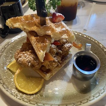 Banana Leaf - Spiced maple chicken and waffle - Breakfast & Brunch Near Me - El Cerrito, California Banana Leaf - Spiced maple chicken and waffle - Breakfast & Brunch Near Me - El Cerrito, California