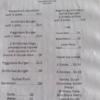 GRILLBILLIES - Menu - Barbeque Near Me - Gauley Bridge, West Virginia