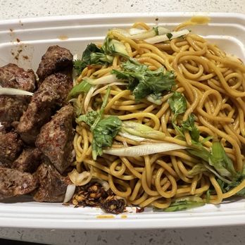 Uyghur Eats - Yellow Spicy Cold Noodles with lamb kebab - Noodles Near Me - Washington, DC, District of Columbia