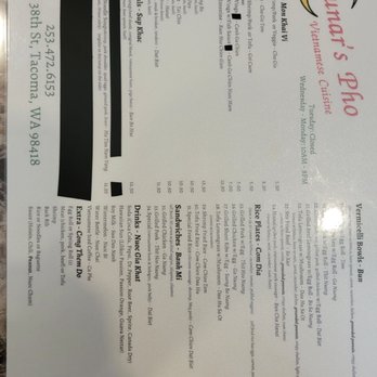 Lunar's Pho - Menu - Vietnamese Near Me - Tacoma, Washington