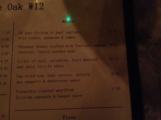 Menu photo 2 The Oak W12 London, XGL