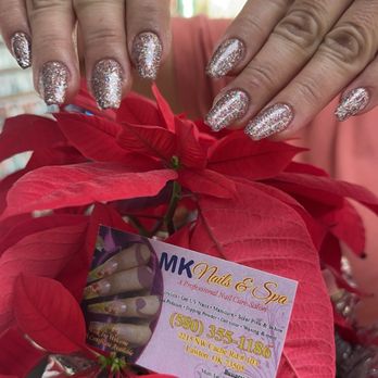 MK Nails and Spa - Went in for a full acrylic set. The polish is rainbow glitter! Coffin is my shape. - Nail Salons Near Me - Lawton, Oklahoma MK Nails and Spa - Went in for a full acrylic set. The polish is rainbow glitter! Coffin is my shape. - Nail Salons Near Me - Lawton, Oklahoma