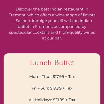 Sakoon Restaurant - Pricing (accurate on their website!) - Indian Near Me - Fremont, California Sakoon Restaurant - Pricing (accurate on their website!) - Indian Near Me - Fremont, California