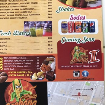 Cachapa Cachapa - Back of menu - Venezuelan Near Me - Bronx, New York Cachapa Cachapa - Back of menu - Venezuelan Near Me - Bronx, New York