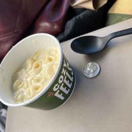 This is what you get for 8.03$ at Panera for Mac n cheese doesn't look like their add and it's cold. Won't be coming back here ever. This is what you get for 8.03$ at Panera for Mac n cheese doesn't look like their add and it's cold. Won't be coming back here ever.