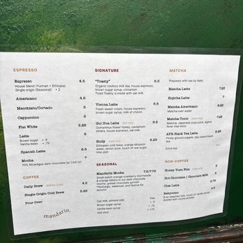 Mandarin Coffee Stand - menu - Coffee & Tea Near Me - Pasadena, California