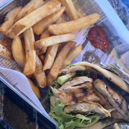 Greek Pita with Grilled Chicken and Fries Greek Pita with Grilled Chicken and Fries