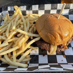 Station No.6 - Bourbon bacon cheddar burger and fries.