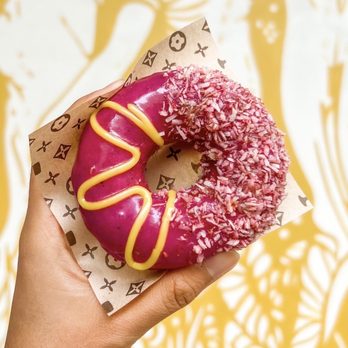 Holey Grail Donuts - The "Rick Martinez" donut - raspberry, dragonfruit, coconut tres leches - Donuts Near Me - Honolulu, Hawaii Holey Grail Donuts - The "Rick Martinez" donut - raspberry, dragonfruit, coconut tres leches - Donuts Near Me - Honolulu, Hawaii