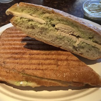 Croutons Restaurant - Chicken pesto panini on ciabatta - Sandwiches Near Me - San Diego, California Croutons Restaurant - Chicken pesto panini on ciabatta - Sandwiches Near Me - San Diego, California
